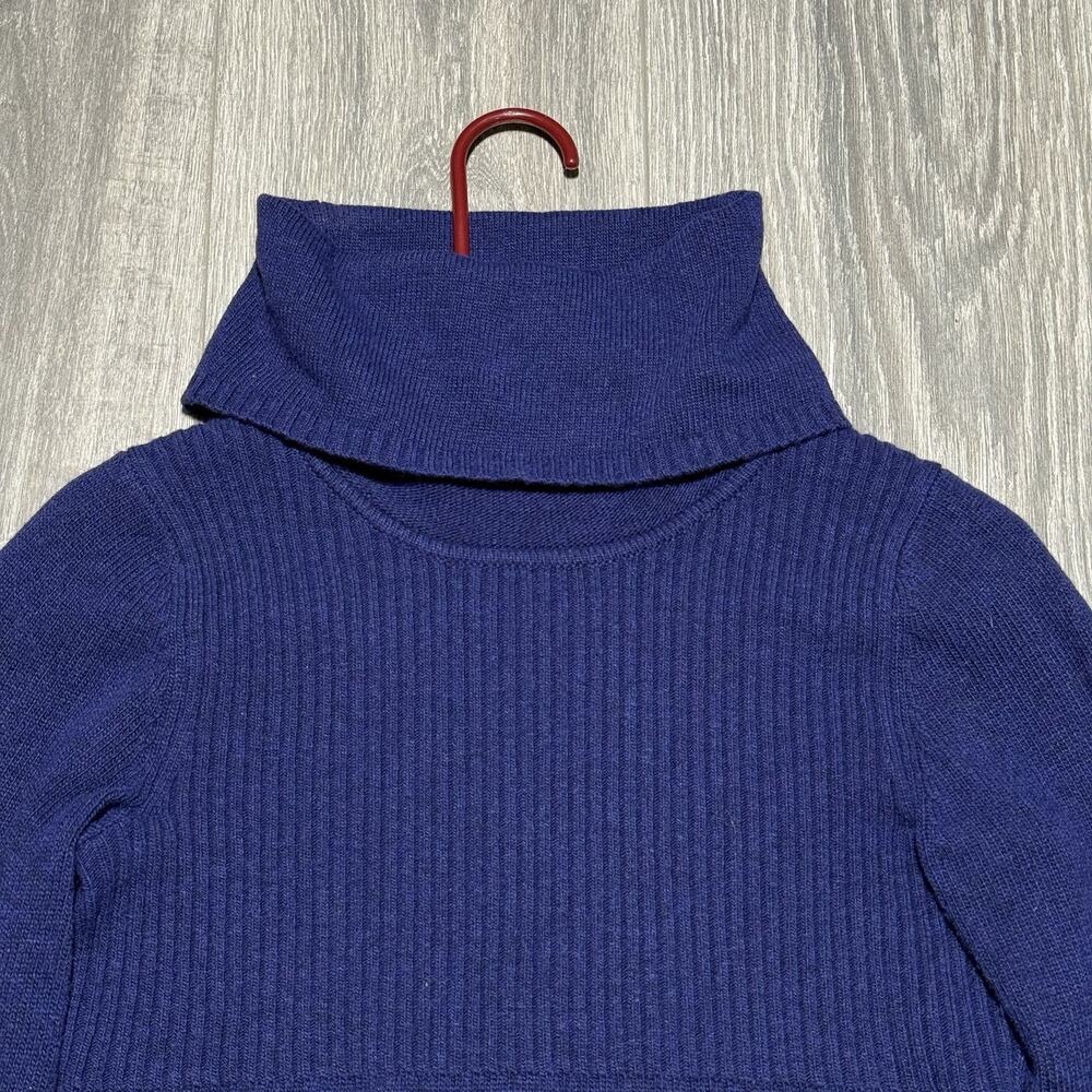 Banana Republic Sweater Womens XS Blue Luxury Cashmere Blend Cowl Neck Ribbed - Picture 3 of 10